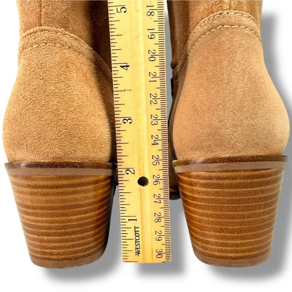NEW Stuart Weitzman Tate Suede Ankle Booties Camel Size 5 Western Festival Boho
